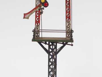 Grand sémaphore à double plateforme électrique BING en tôle lithograph
