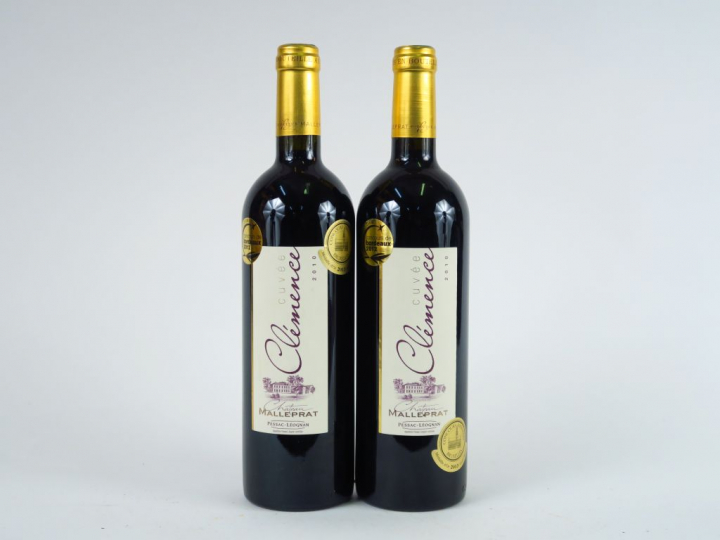 2 BOUTEILLES CLEMENCE DU CHÂTEAU MALLEPRAT GRAVES - 2010