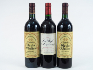 Vente aux enchères 3 BOUTEILLES ST JULIEN : 1 LES FIEFS DE LAGRANGE 1995 - 2 CHÂTEAU GLOR