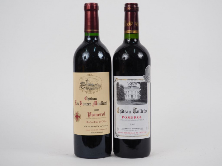 2 BOUTEILLES POMEROL : 1 CHÂTEAU TAILLEFER 2007 - 1 CHÂTEAU LES ROUZES