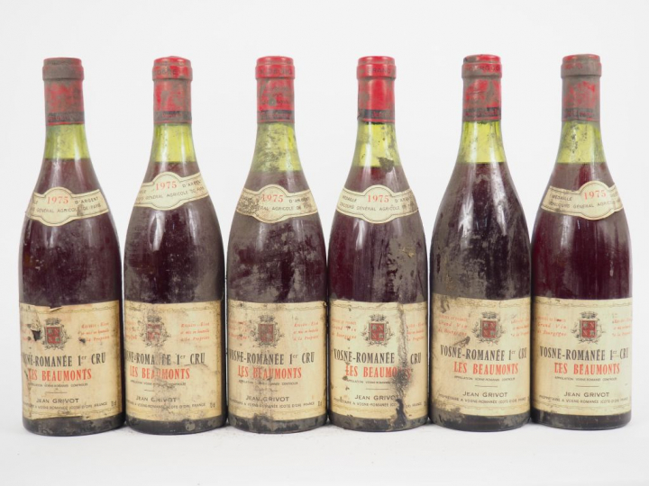 6 BOUTEILLES VOSNE ROMANEE 1er CRU 'LES BEAUMONTS' J. GRIVOT - 1975 - 