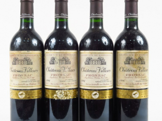 Vente aux enchères 4 BOUTEILLES CHÂTEAU VILLARS FRONSAC - 1996