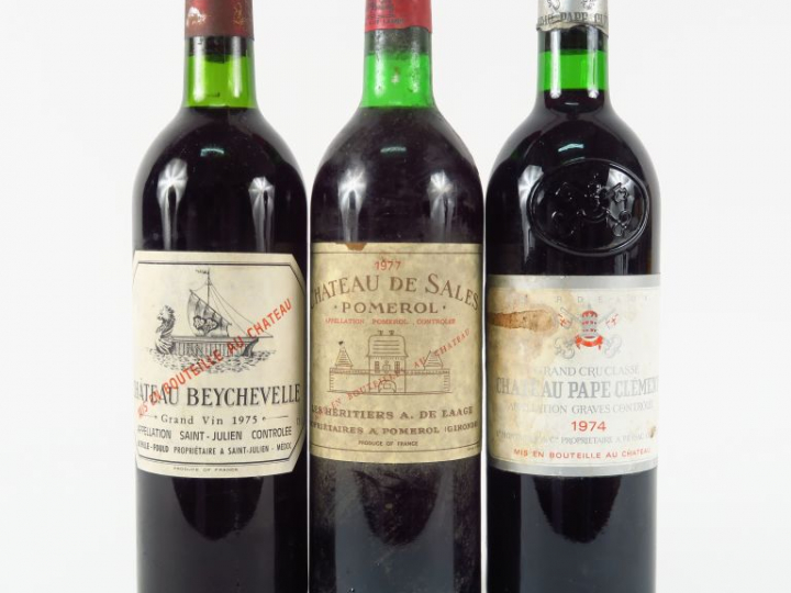 3 BOUTEILLES : 1 CHÂTEAU BEYCHEVELLE GCC JULIEN 1975 BG - 1 CHÂTEAU PA