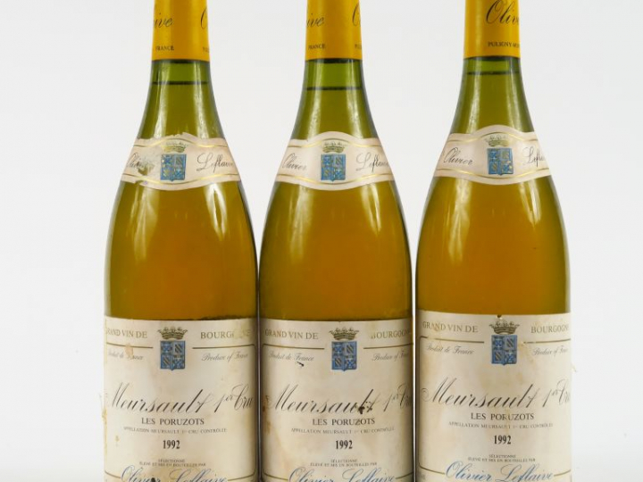 3 BOUTEILLES MEURSAULT 1er CU 'LES PORUZOTS' O. LEFLAIVE - 1992