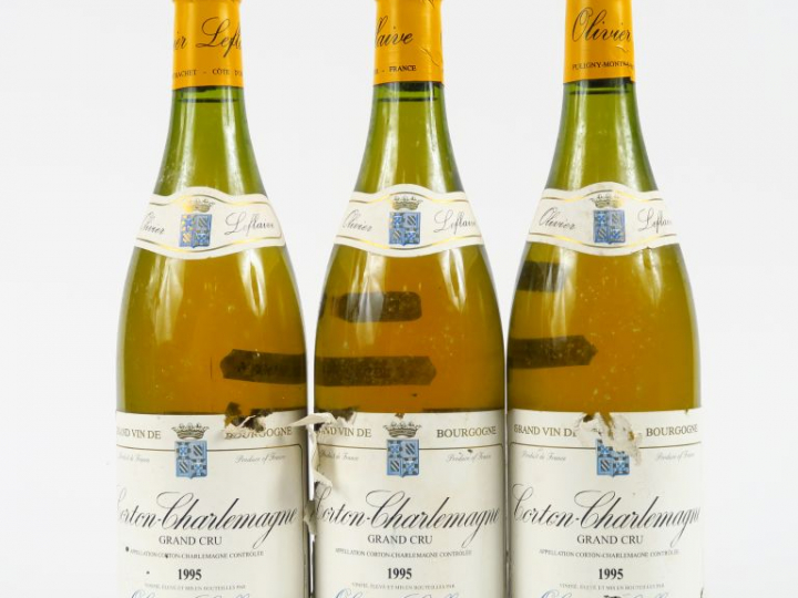 3 BOUTEILLES CORTON CHARLEMAGNE GC O. LEFLAIVE - 1995 - EA