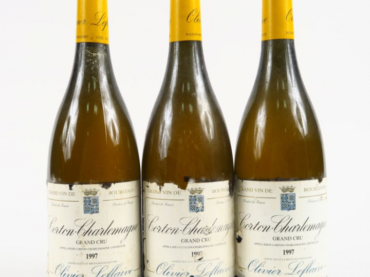 3 BOUTEILLES CORTON CHARLEMAGNE GC O. LEFLAIVE - 1997 - ELA