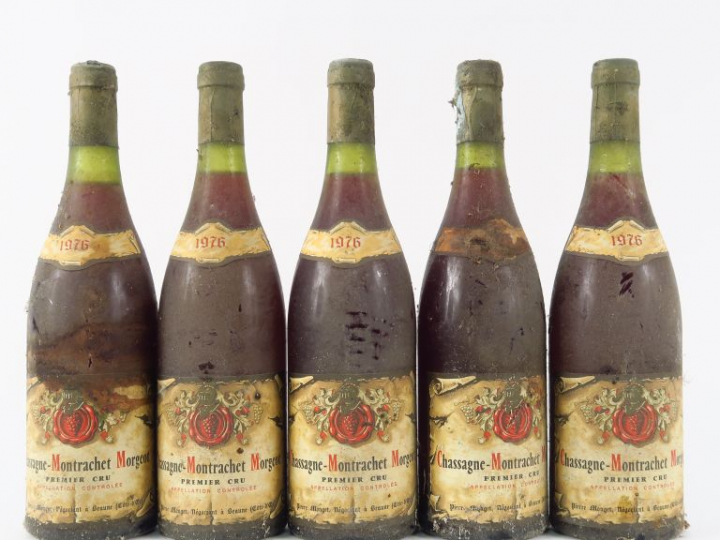 5 BOUTEILLES CHASSAGNE MONTRACHET MORGEOT 1er CRU P. MONGET - 1976 - D