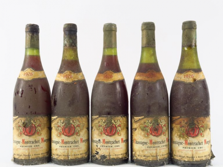 5 BOUTEILLES CHASSAGNE MONTRACHET MORGEOT 1er CRU P. MONGET - 1976 - 2