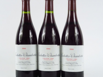 Vente aux enchères 3 BOUTEILLES RUCHOTTES CHAMBERTIN GC H. MAGNIEN - 1990