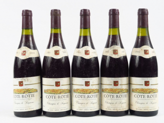 Vente aux enchères 5 BOUTEILLES CÔTE ROTIE 'CHAMPIN LE SEIGNEUR' GERIN - 1989 - 2,5 CM