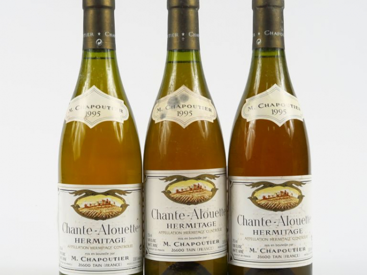 3 BOUTEILLES HERMITAGE BLANC 'CHANTE ALOUETTE' M. CHAPOUTIER - 1995