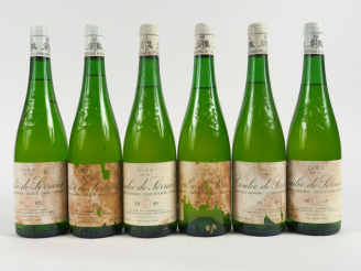 Vente aux enchères 6 BOUTEILLES CLOS DE LA COULEE DE SERRANT N. JOLY - 1985 - 3 à 4,5 CM/