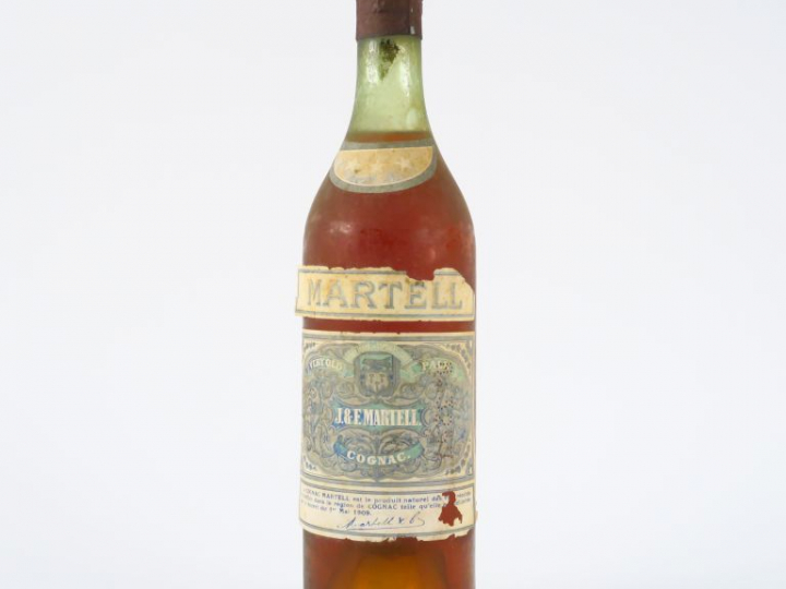 1 VIEILLE BOUTEILLE COGNAC MARTELL ETIQUETTE BLEUE - ELA