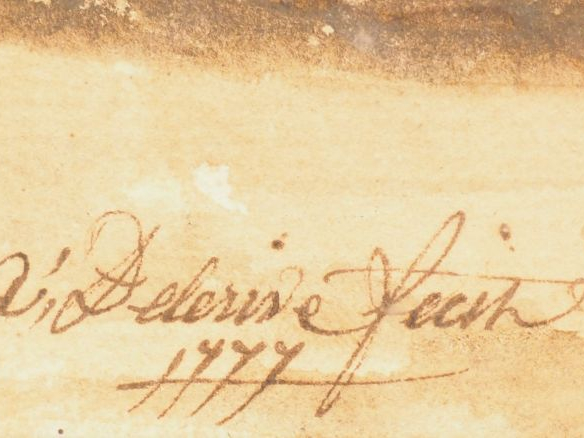 A. DELERIVE.  « Portrait d’homme assis » Dessin au lavis. Signé en bas