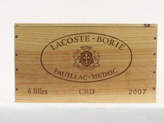 Vente aux enchères 6 BOUTEILLES CHÂTEAU LACOSTE BORIE PAUILLAC - 2007 - CBO