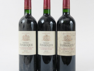 Vente aux enchères 3 BOUTEILLES CHÂTEAU FONROQUE GCC ST EMILION - 2010