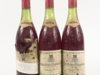 Vente aux enchères 3 BOUTEILLES LATRICIERES CHAMBERTIN J. HENRY REMY - 1957 - 1 à 4 CM/2 