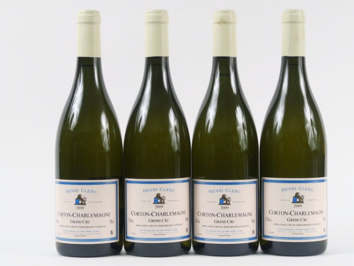 4 BOUTEILLES CORTON CHARLEMAGNE GC H. CLERC - 2009