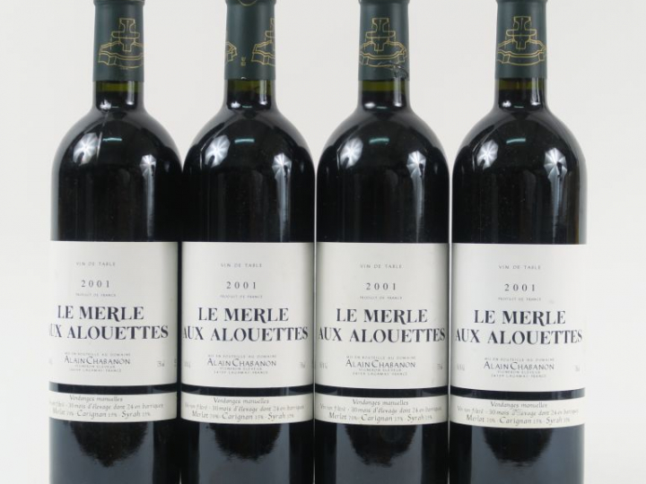 4 BOUTEILLES LE MERLE AUX ALOUETTES A. CHABANON - 2001