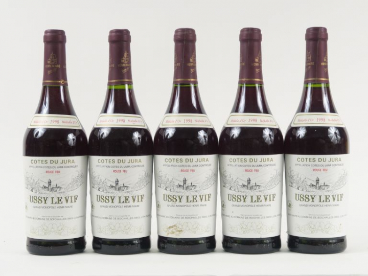 5 BOUTEILLES USSY LE VIF 'ROUGE VIF' H. MAIRE CÔTES DU JURA - 1998