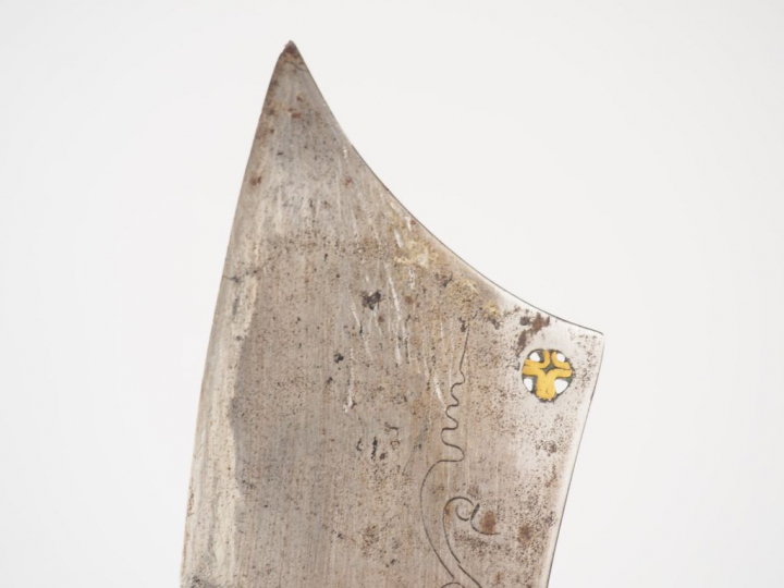 Sabre chinois de pavillon noir de 760 mm de long, lame plate évasée à 