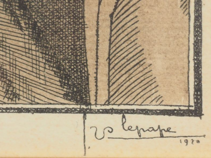 Georges LEPAPE "Femme à l'éventail dans une loge" Plume et aquarelle. 