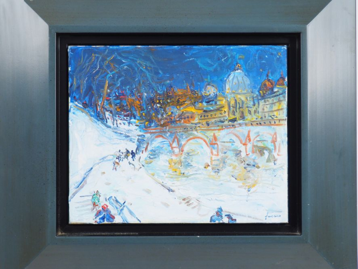 FUSARO. "Paris, les bords de Seine". Huile sur toile, signée en bas à 