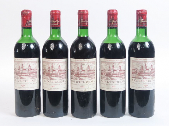 5 BOUTEILLES CHÂTEAU COS D'ESTOURNEL GCC ST ESTEPHE - 1972 - 1 BG/1 HE