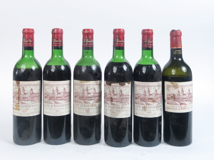 6 BOUTEILLES CHÂTEAU COS D'ESTOURNEL GCC ST ESTEPHE  - 1972 - 1 HEP/1 