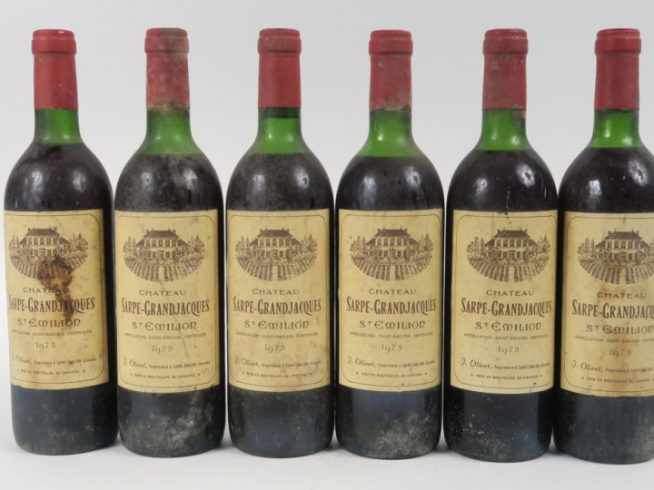 6 BOUTEILLES CHÂTEAU SARPE GRANDJACQUES ST EMILION - 1973 - 3 LB/3 HEP