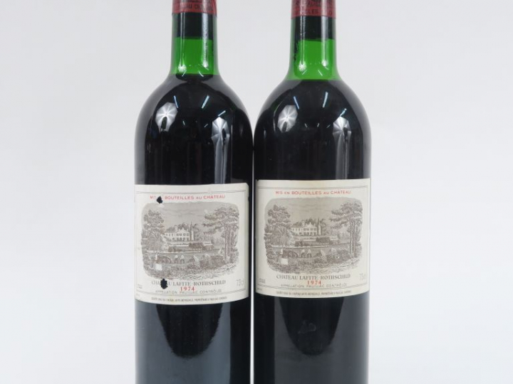 2 BOUTEILLES CHÂTEAU LAFITE ROTHSCHILD 1er GCC PAUILLAC - 1974 - 2 LB/