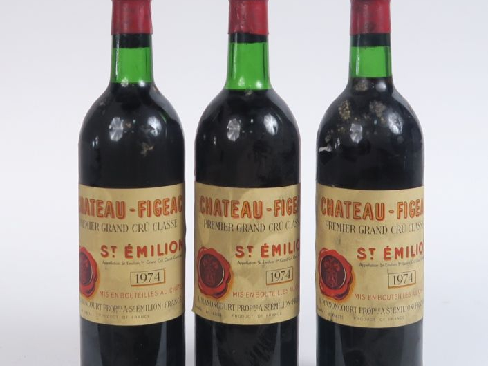 3 BOUTEILLES CHÂTEAU FIGEAC 1er GCC ST EMILION - 1974 - BG 