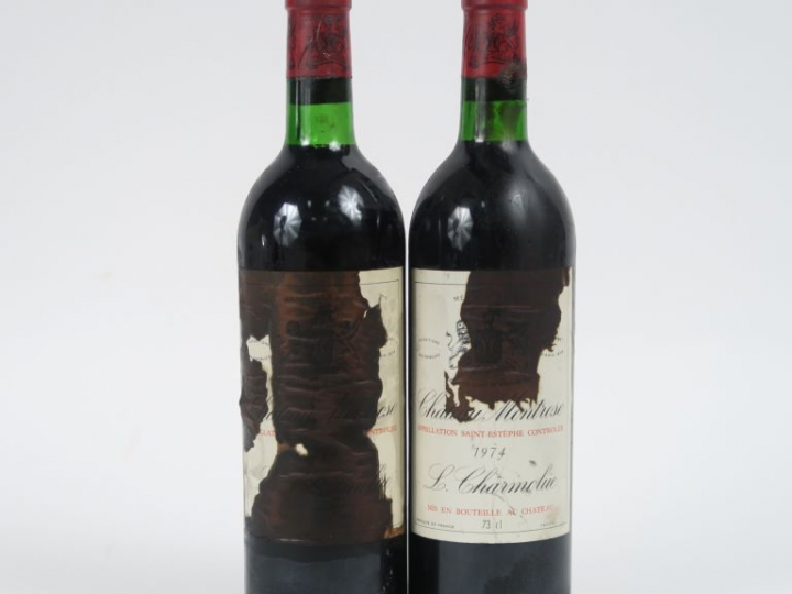 2 BOUTEILLES CHÂTEAU MONTROSE GCC ST ESTEPHE - 1974 - BG/ET/EA