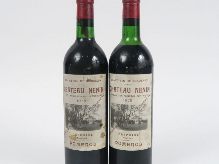 2 BOUTEILLES CHÂTEAU NENIN POMEROL - 1975 - 1 BG+/1 LB-HEP