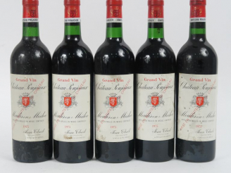 Vente aux enchères 5 BOUTEILLES CHÂTEAU POUJEAUX MOULIS - 1975 - BG + 