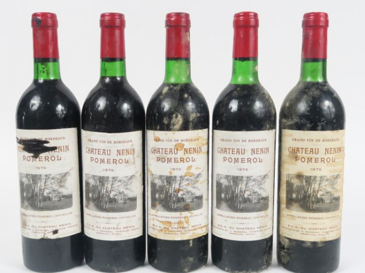 5 BOUTEILLES CHÂTEAU NENIN POMEROL- 1976 - BG/BS