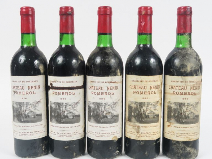 5 BOUTEILLES CHÂTEAU NENIN POMEROL- 1976 - BG/BS