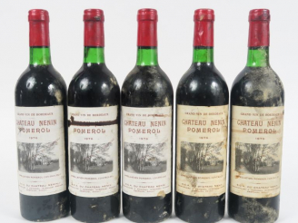 Vente aux enchères 5 BOUTEILLES CHÂTEAU NENIN POMEROL- 1976 - BG/BS