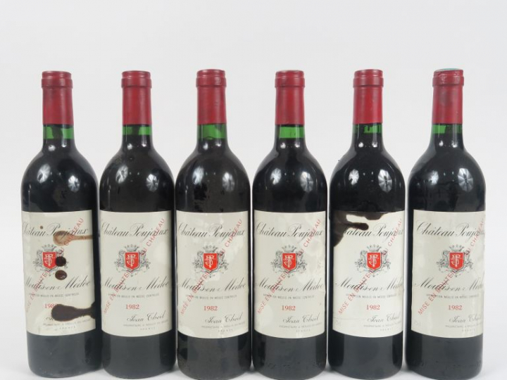 6 BOUTEILLES CHÂTEAU POUJEAUX MOULIS - 1982 - 2 ET