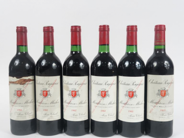 6 BOUTEILLES CHÂTEAU POUJEAUX MOULIS - 1982 - BG+/1 ET