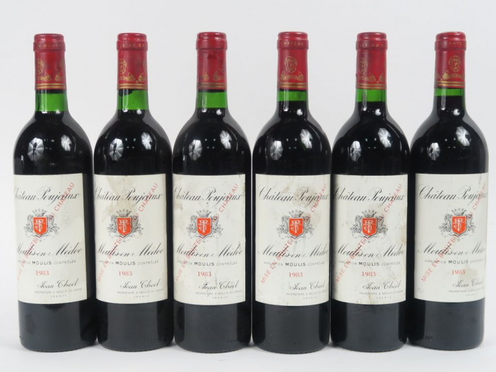 6 BOUTEILLES CHÂTEAU POUJEAUX MOULIS - 1983 - 3 BG+