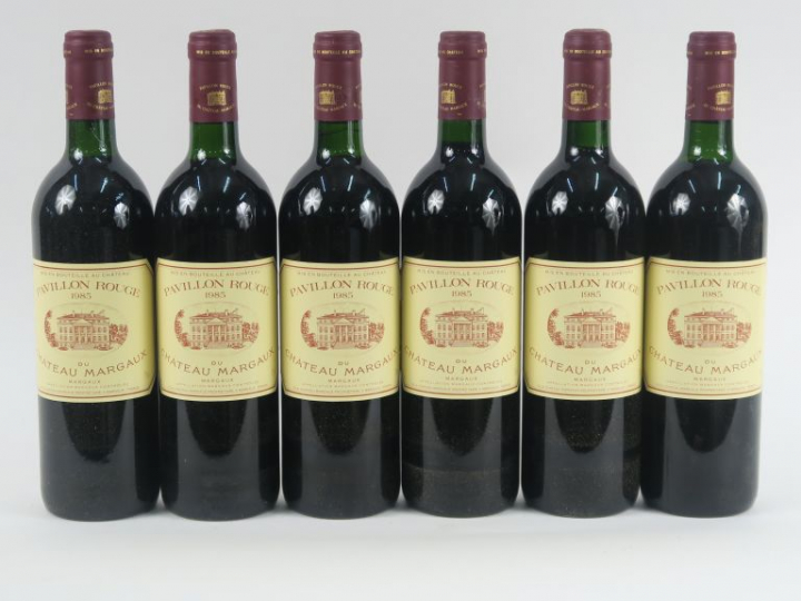 6 BOUTEILLES PAVILLON ROUGE DU CHÂTEAU MARGAUX - 1985 - CBO - 5 BG/1 L