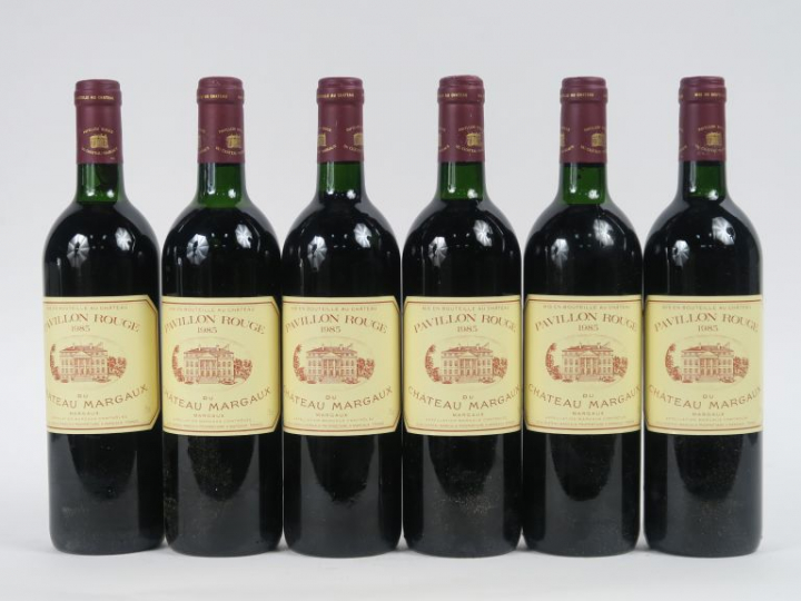 6 BOUTEILLES PAVILLON ROUGE DU CHÂTEAU MARGAUX - 1985 - CBO - 5 BG/1 L