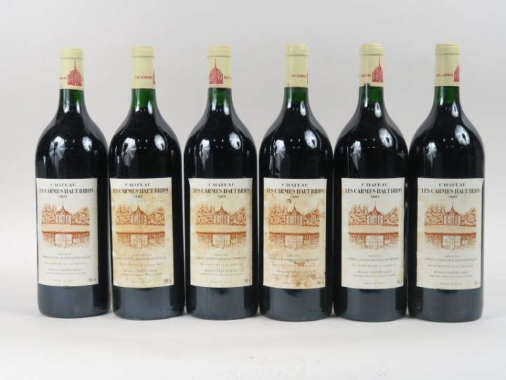 6 BOUTEILLES CHÂTEAU LES CARMES HAUT BRION GRAVES - 1985 - CBO - 3 ELT