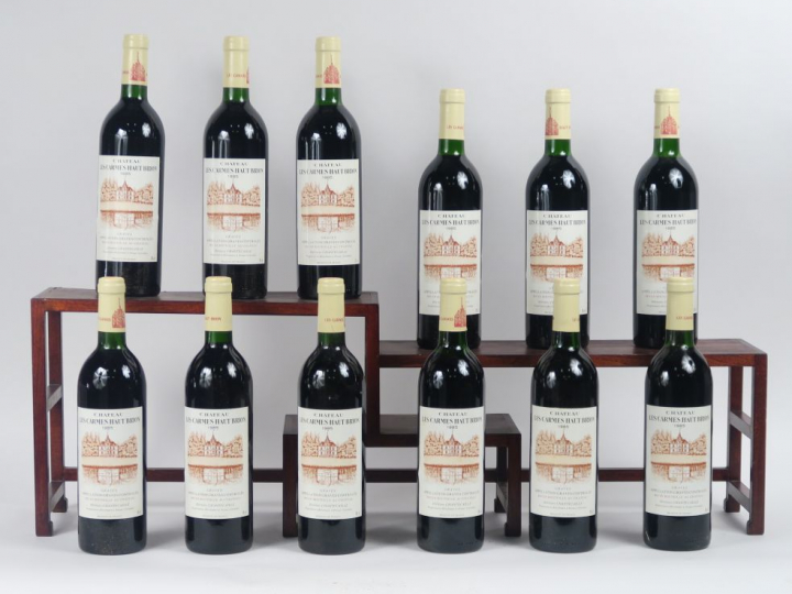 12 BOUTEILLES CHÂTEAU LES CARMES HAUT BRION GRAVES - 1985 - CBO - 4 BG