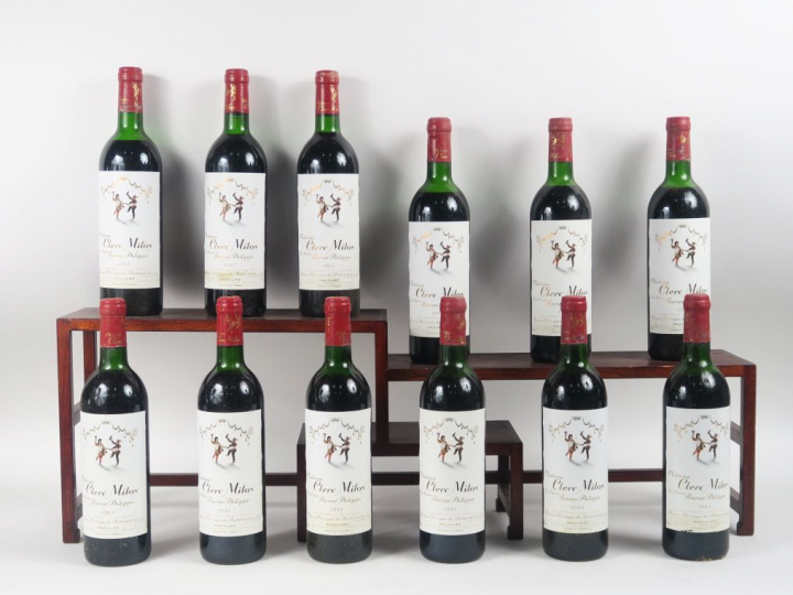 12 BOUTEILLES CHÂTEAU CLERC MILON GCC PAUILLAC - 1985 - CBO - 1 BG/2 L