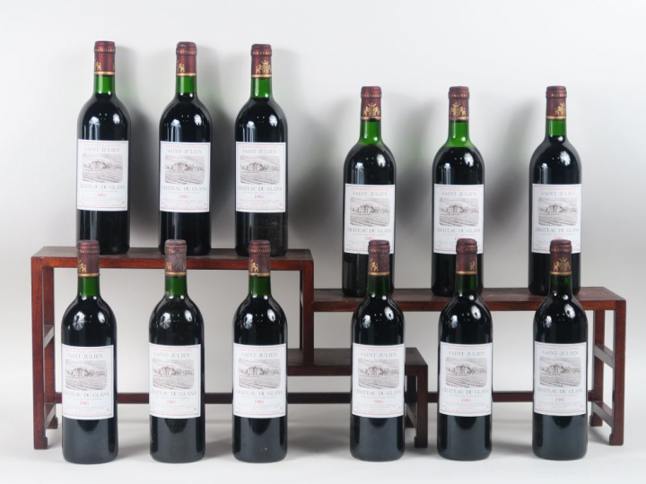 12 BOUTEILLES CHÂTEAU DU GLANA CB ST JULIEN - 1985 - CBO - 8 BG/3 LB/1
