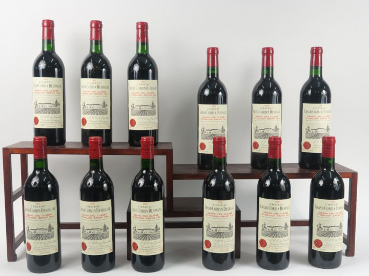 12 BOUTEILLES CHÂTEAU GRAND CORBIN DESPAGNE GCC ST EMILION - 1986 - CB