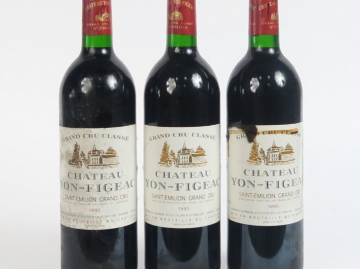 3 BOUTEILLES CHÂTEAU YON FIGEAC GCC ST EMILION - 1990