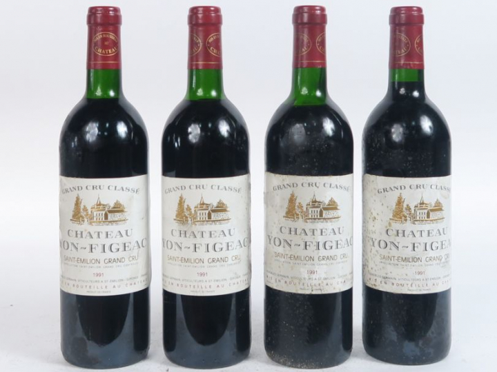 4 BOUTEILLES CHÂTEAU YON FIGEAC GC ST EMILION 1991 - 3 LB